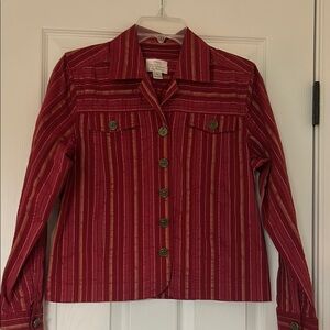 😍Christopher & Banks Red Striped Button-Up Jacket😍
